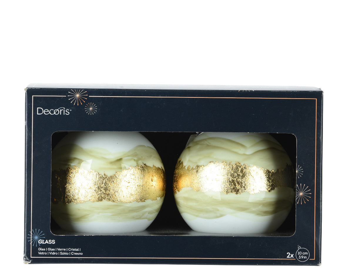 Set 2 palline natale, vetro opaco, linea dorata diametro 6cm Kaemingk Set 2 palline natale, vetro opaco, linea dorata diametro 6cm Kaemingk